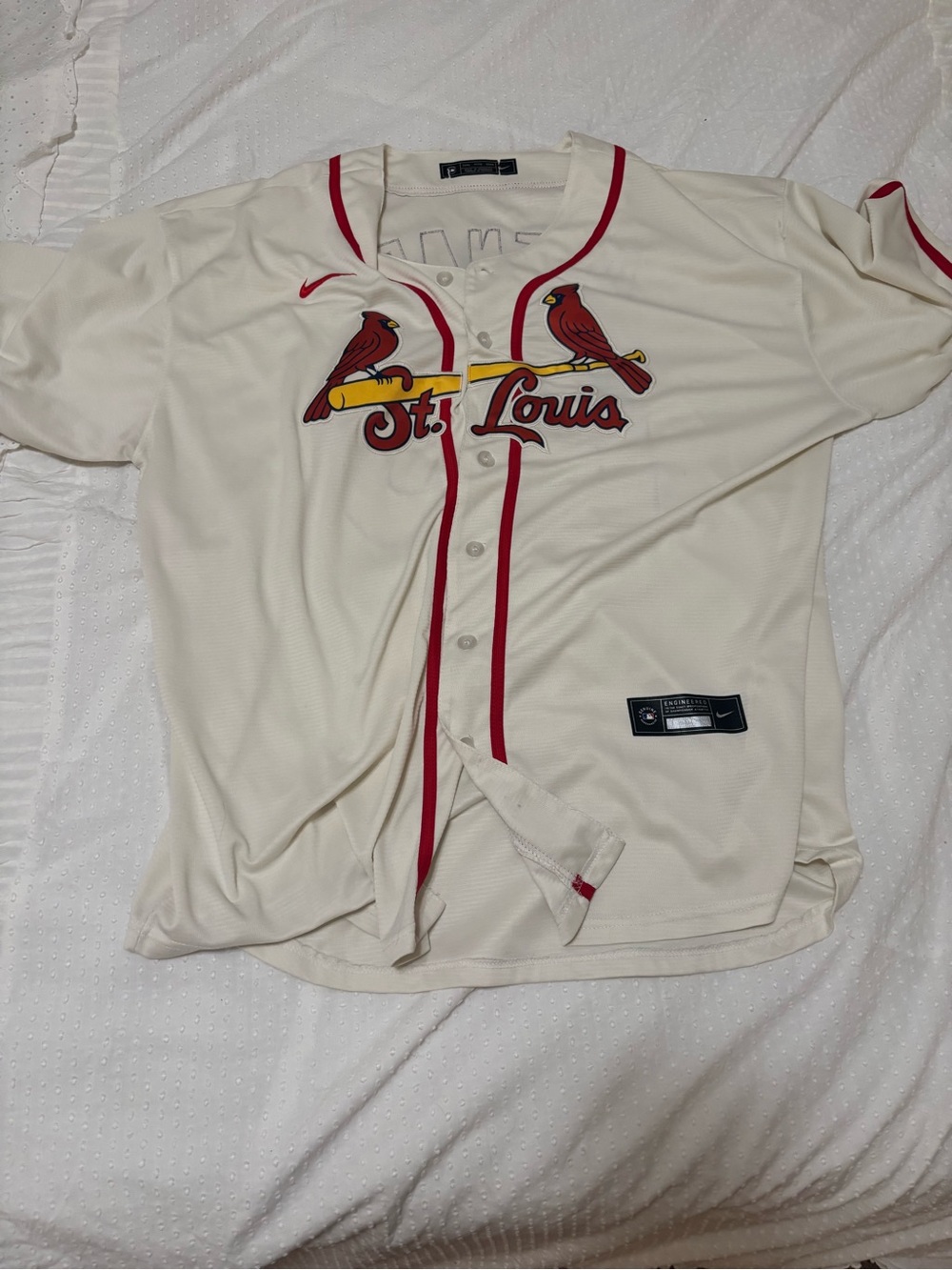 Nike MLB Cream and Red St. Louis Cardinals Baseball Jersey
